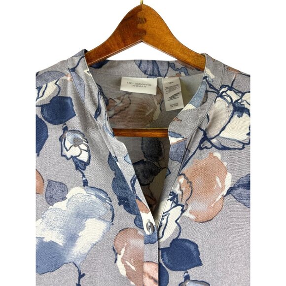 Boho Retro Cottage Career Liz Claiborne Woman Rayon Tunic Blouse, Women's 18W - Picture 3 of 9